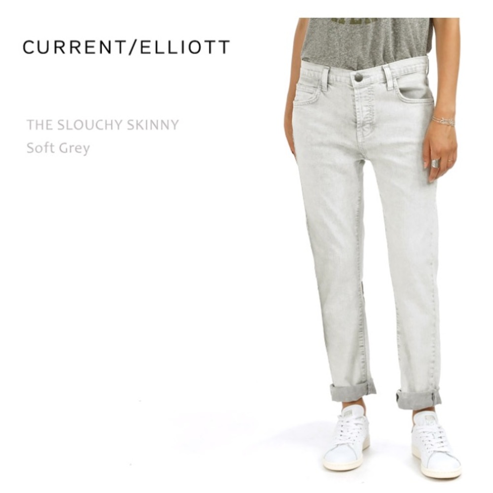 CURRENT ELLIOT Slouchy Skinny Soft Grey Jeans